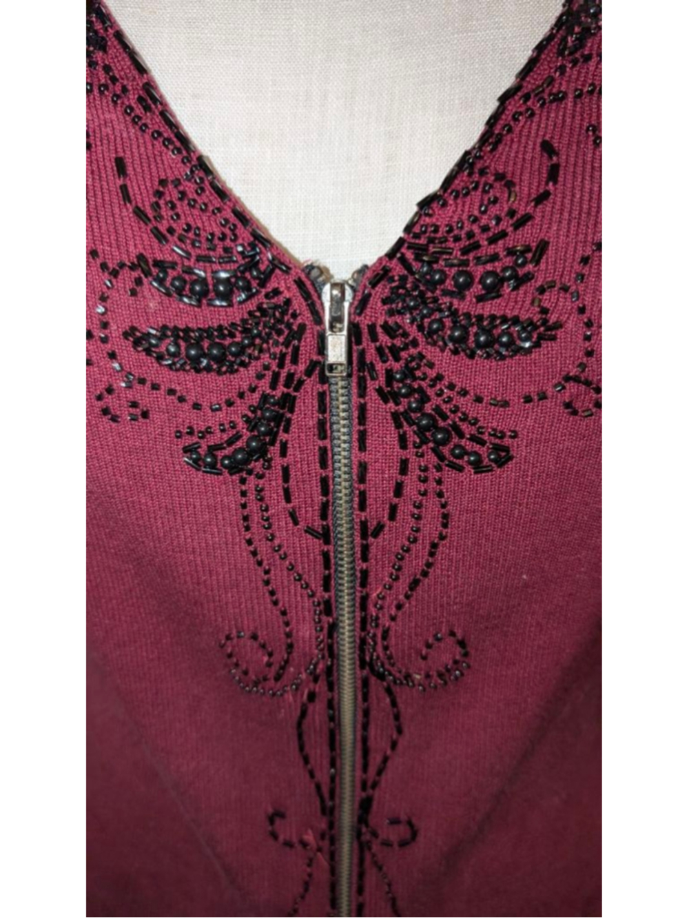 Vintage silk beaded Betsey Johnson cardigan - Picture 3 of 12